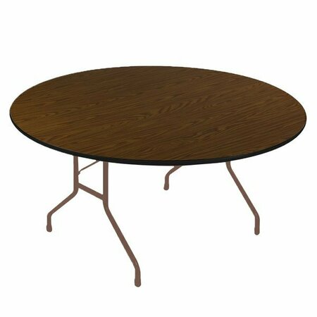 CORRELL 60'' Round Walnut High Pressure Heavy Duty Folding Table 384CF60PXRW